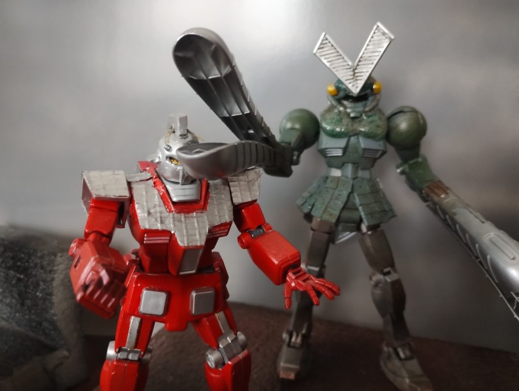 【No.97 宇宙より愛をこめて】静かにあるいてるウルトラジムMkセブンが後ろからいきなり一撃を加えられました。モビルスーツシェルビーです!