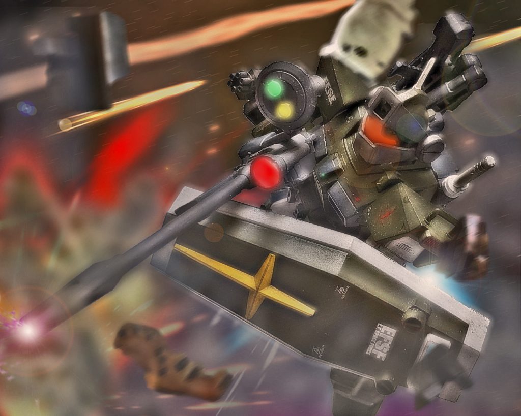 「チェスターっ!!チェスター・ハイマン!!返事をしろっっ!!」張り裂けんばかりの声でゼノは叫んだ。チェスターからの応答を求めつつ、2機のジム指揮官機が作った僅かなチャンスを活かすべくビームライフルを連射しG-3ガンダムから遠ざけようとする「しっかりしろっ!!お前も引っ張られるぞっ!!」(…俺を、…俺をこれ以上一人にしないでくれっ…!)