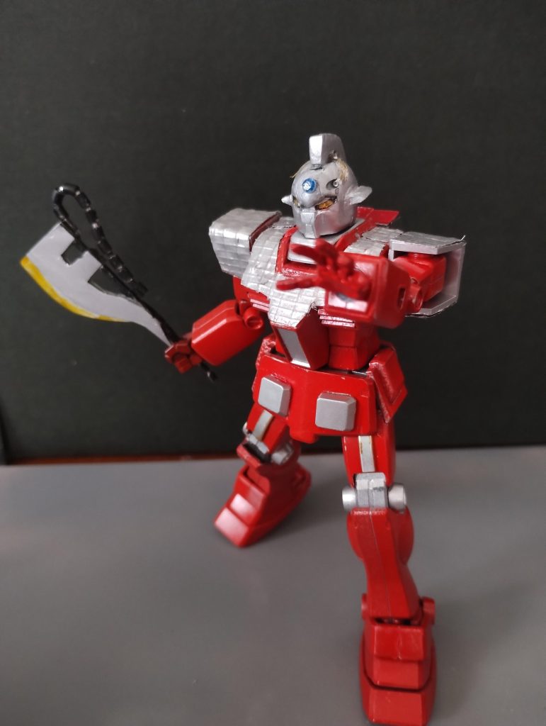 ヒートスラッガーを構えた!*ヒートスラッガーはプラバンと爪楊枝とアイロンビーズで作製しました。