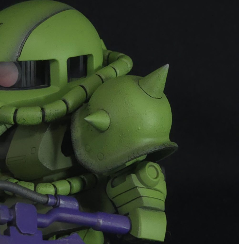 今回の初挑戦ポイントは、肩アーマーの鋳造表現です！