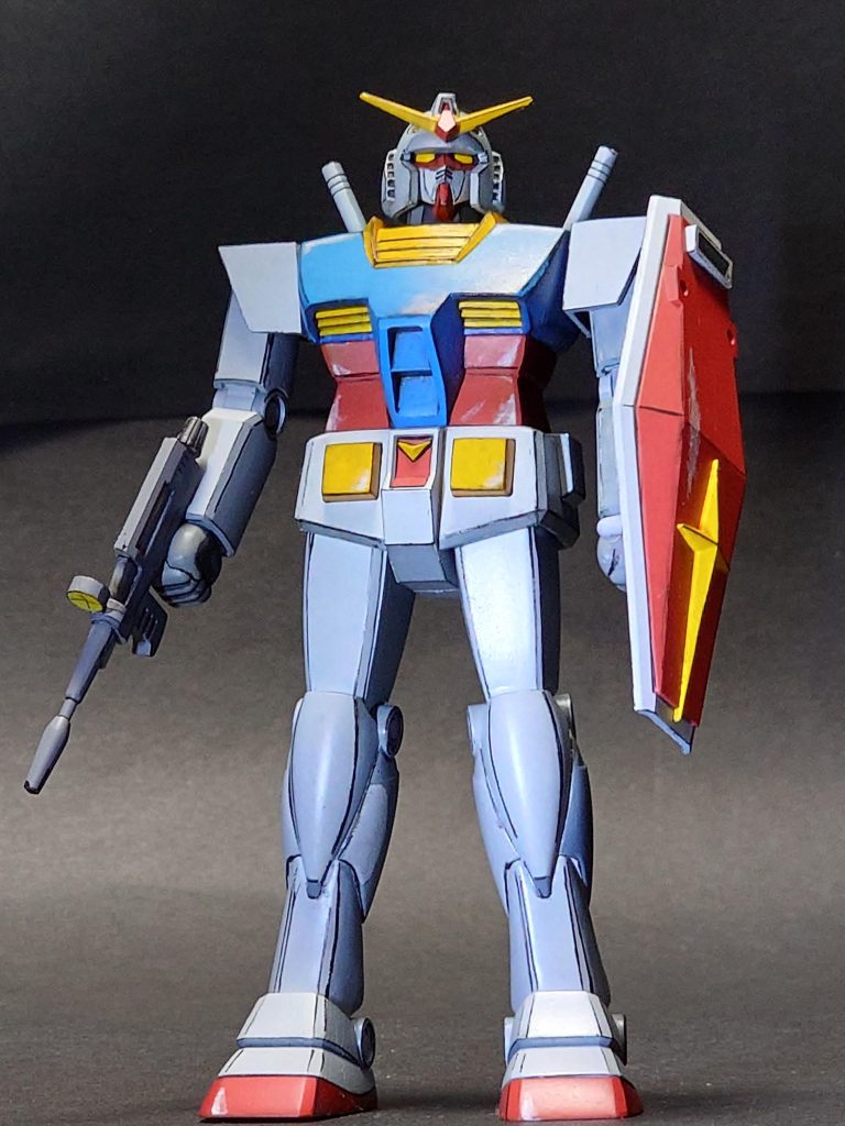 エアブラシでベースを塗装後、シャドウやハイライトをアクリル絵の具で筆塗りしています。