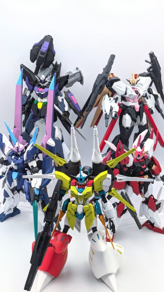 ホロライブ2期生プラネッツガンダム、集合！別れに涙があって、もう揃う事はなくとも、絆と思い出は永遠であってほしい。因みに全機違う顔で、コアガンダム、Ⅱ、Ⅱ+、リゼ、フェイクνを使っています。