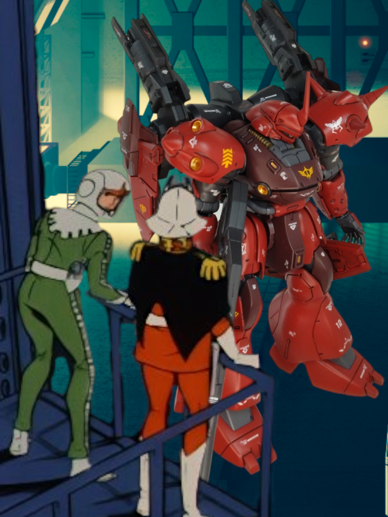 ジオン整備兵「ジオン最新型MSケンプファーを大佐用に改修しました。高機動・強襲型MSに更に大型ブースターを装備したことで、ザクの3倍は早くなっています」シャア「うむ・・・やはり足がある方がいいな」