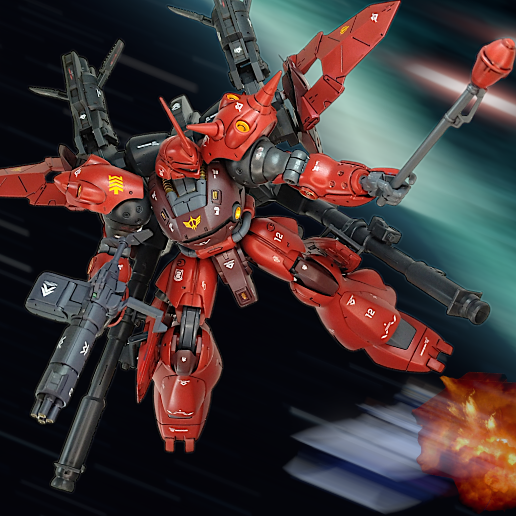 脚部へのジャイバズ装着素のスタイルも好きですが、下半身のボリュームUPでさらにセクシーに!ファンネル部分を横に開くといいバランスになります