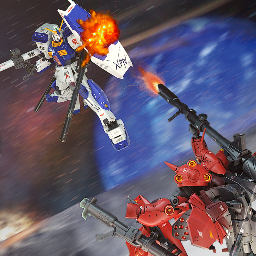 シャア「この距離で直撃を避けるだと!?」アムロ「ちぃっ!」 戦いの行方は如何に?(短くて大変申し訳ありません) NT-1アレックス(星一号作品特務機)https://gumpla.jp/hg/2109651