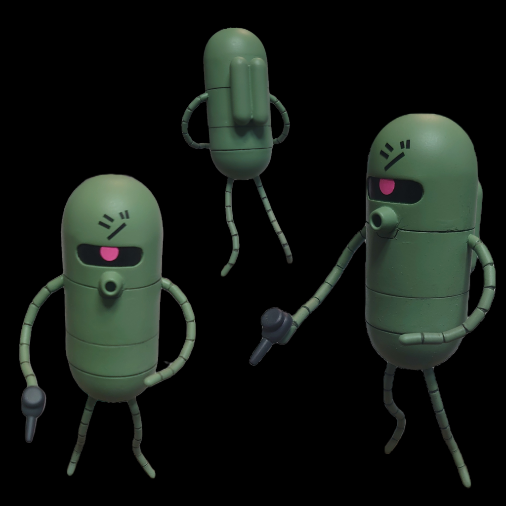 こんにちは。このサイトのアイコンにも使わせてもらっているトニーたけざき氏の漫画に登場した超量産型モビルスーツ 「サク」です。多分15年前くらいに作った…記憶が…納戸の奥で眠っていたのをリペア、リペイントしました。本体はガチャポンカプセルのオスとプラ板で製作、口(？)はバーニア。手足はソフトプラ棒、マシンガンはプラ棒から削りだして製作しました。モノアイ部分、おでこの「ジ」はカッティングシートです。何体か作ってこの一個残して皆あげてしまった記憶が…ともあれお帰りサク。最後までご覧いただきありがとうございました。いいねをいただいた方の作品は拝見させていただいてます。