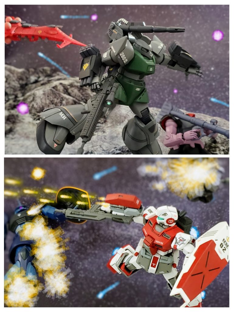 ア・バオア・クー上空で迎撃戦を展開するオグス中佐に旗艦より緊急通信📶ギレン総帥戦死との情報が伝えられる⚡そして全権はキシリア少将に移行したとの事であった❕その報を聞きデギン公王の所在不明、ザビ家の血の争いを推測したオグス中佐は、もはやこの戦場で若きパイロットたちの命を散らす事に意味がないと判断💡第2大隊全体に、集結しア・バオア・クー宙域からの撤退を通達する📡⚡旗艦であるグワジン級にMS部隊が全機帰投するまで数分は必要🕑️という状況の中、更なる連邦MS部隊が接近❕その中に桁違いの戦闘力で迫る1機のジムタイプをオグス中佐は確認する😎✨