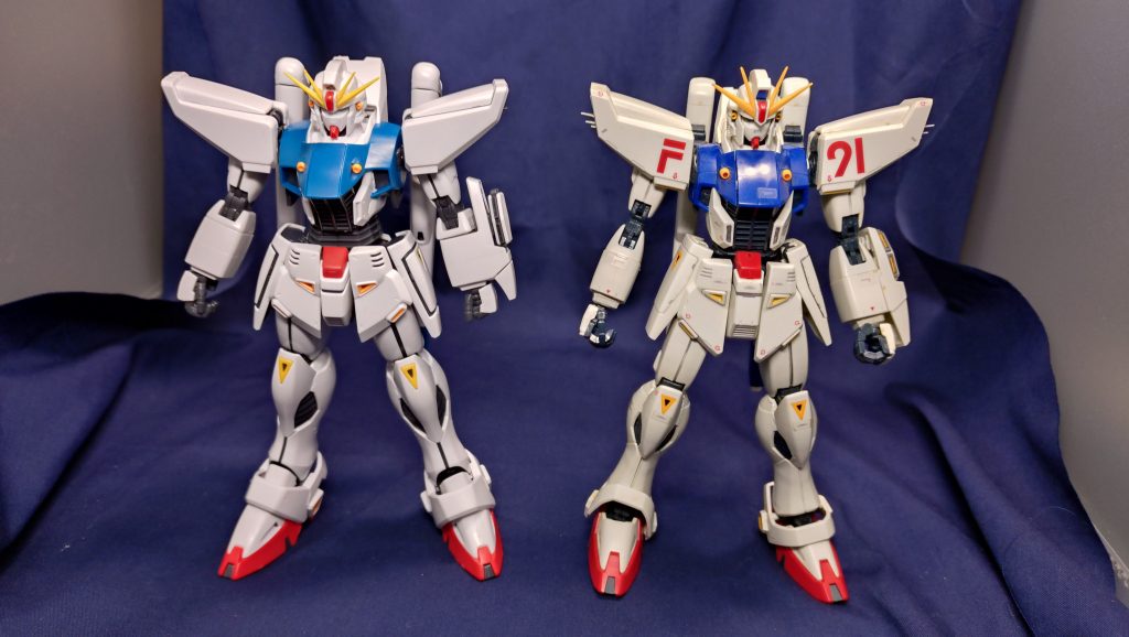 素組のVer.2と（違うんだよ、かーちゃん）同じモチーフですが、バランスやデザインも変わってます。思い入れ的にはVer.1を推しますが、組みやすい＋遊びやすいVer.2を見て、進化を感じました。Ver.2のほうも時間見つけて、塗装して仕上げていきます。またパーツ取りしたキットでも、やってみたいこともできたので、スキルアップ目指して取り組んでいきます！最後までお読みいただきありがとうございました。