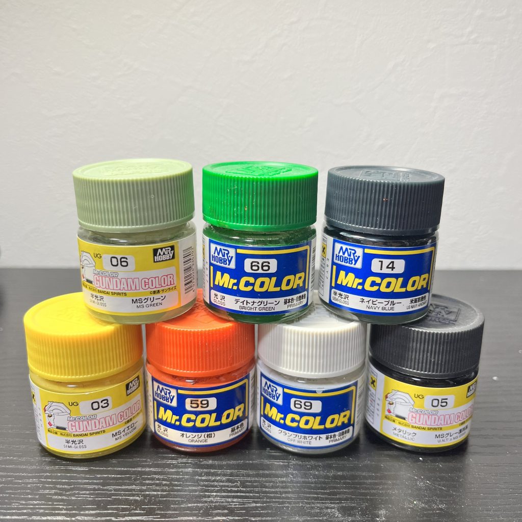 本体の緑はMSグリーンとデイトナグリーンを調色。