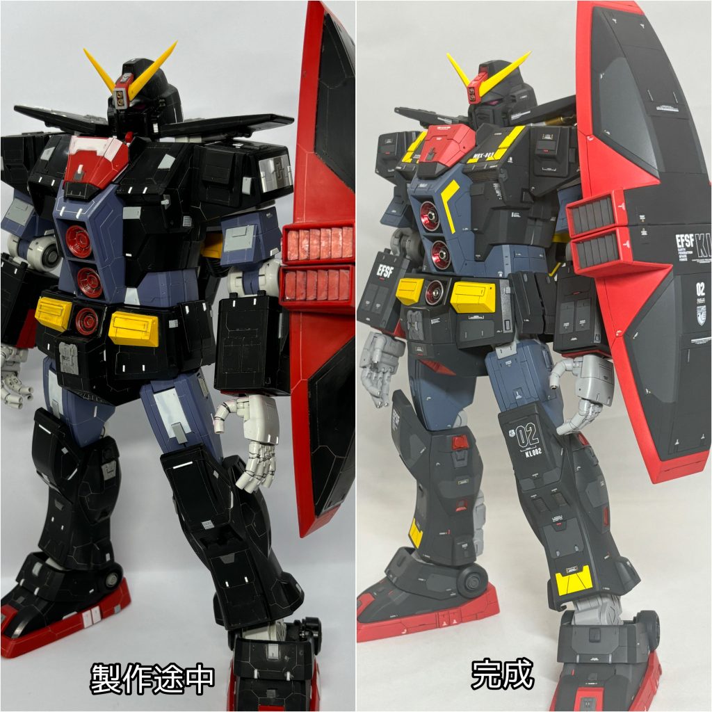 製作途中との比較。グレーと白色箇所はプラ板です。