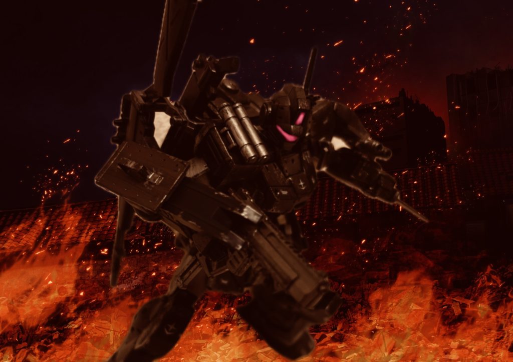 ジオン兵E『は、早すぎる！うわぁ！！』ザクキャノンの両腕がヒートナイフによって溶断される！！ジオン兵C『E大丈夫か？！レーダー障害のせいでみんなパニックを起こしてる！このままだと全滅するぞ‼︎』ジオン兵D『CはEを援護しながら別部隊と合流して逃げろ！残りの奴らは私と一緒に攻撃しかけろ！！』