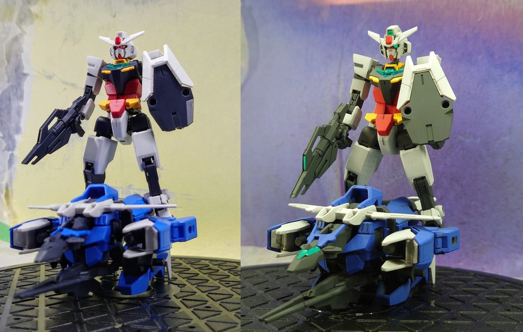 仮組み→塗装完了合体分離をすると絶対塗装が剥げるというのはわかっていたので、コアガンダム自体は部分塗装予定でした。でも弟本人がアースリィ固定で良いみたいだったので全塗装に。自分なりにクリアランスの確保をしたつもりでしたが、撮影後試しに分離すると肩の黒部分が少々剥げてしまいました。まぁここなら合体していれば問題無しです。