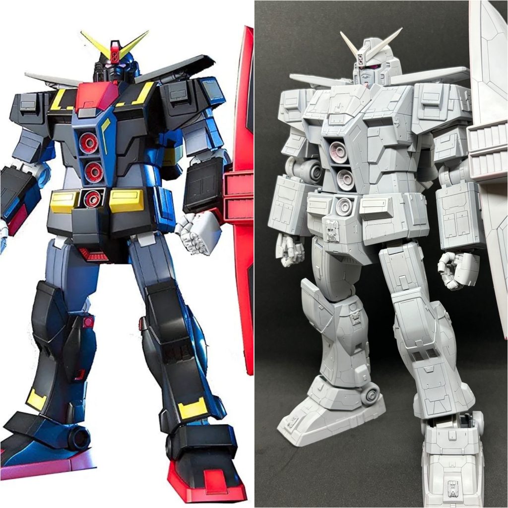 サイコガンダムは黒基調でスジボリなどのディテールアップ状況がわかりづらいため、サフ状態の画像もアップしておきます😀