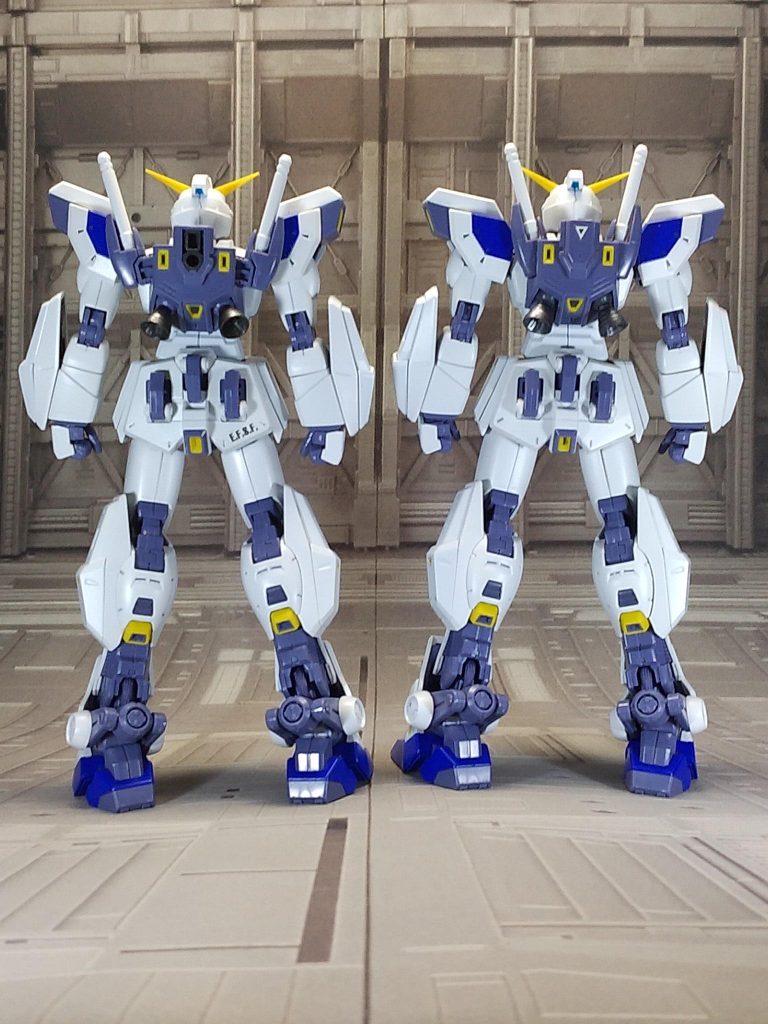 F90本体は以前投稿したF90 3号機とは別にもう一体製作。肩などのマーキングとバックパックをNタイプ用を使用した以外、配色などは同じです。右肩や脚等には連邦軍所属を表す「EFSF」、左肩にはディル・ライダーのコールサイン「F001(ファスト1)」を入れています。