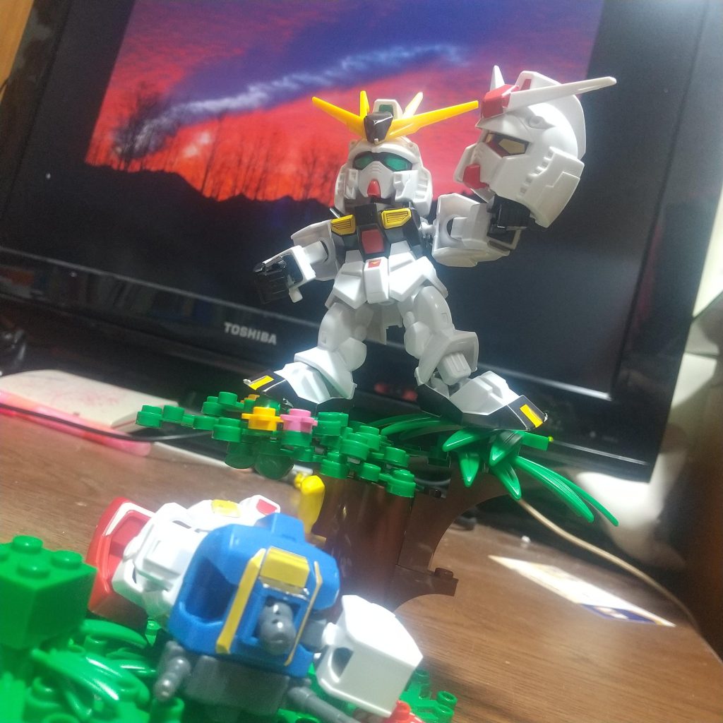 LEGOジオラマ『木』で、ガンダム V.S. νガンダム