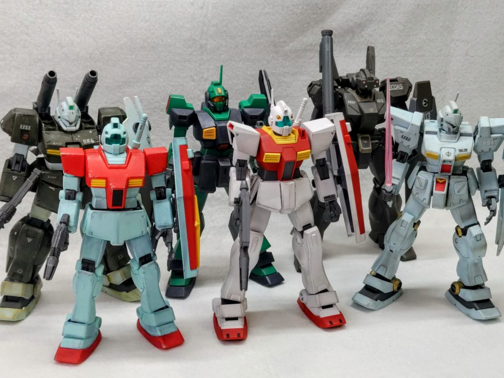 ウチのジム系シリーズ。初代の弱弱しさが際立つ(gundam-kao5)