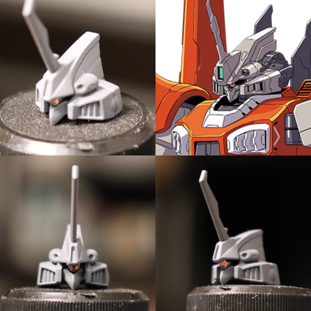 頭部をリックディジェ風に。プラ板頬に貼ってマスクはサザビーを使用。