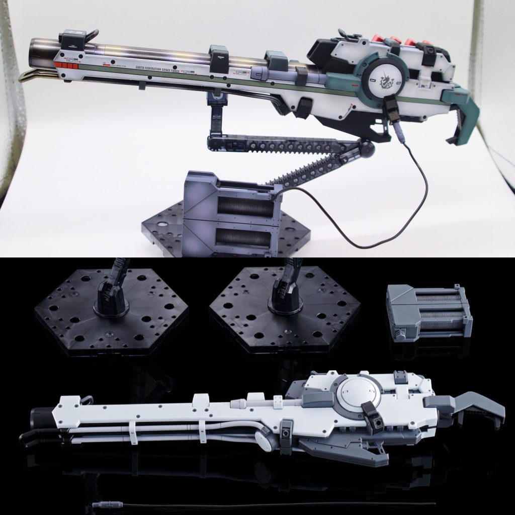 ランチャーの素組との比較機体の色との統一感を意識。本体との一体感。