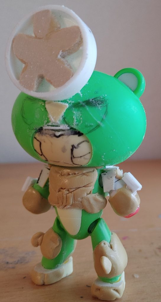 ブンブン第二段階。プチの目玉を生かし、目の縁を書いたところ