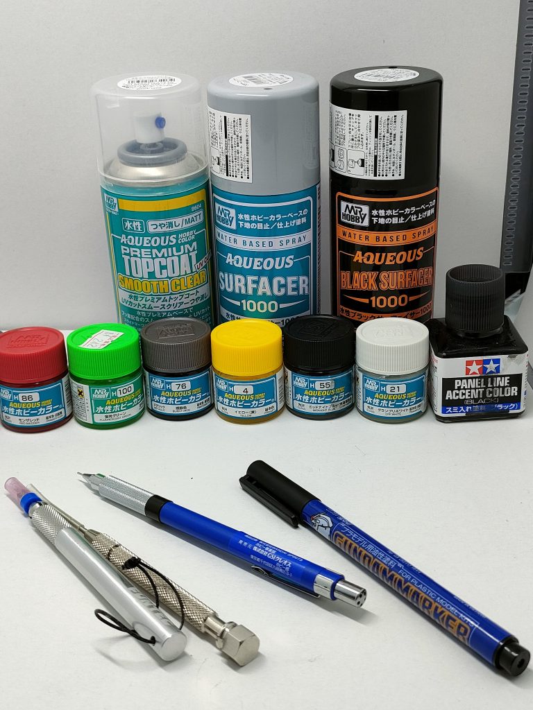 使った道具達です。いや〜時間掛かったけどνガンダムは好きな機体なので手を掛けられて幸せでした🥹