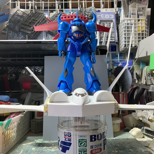 1/100 ドダイYS製作8〜9日目すべての翼を取り付けました〜\(//∇//)\ROBOT魂の写真を参考に各翼の角度を調整しました見た目は完成、これからアクションベースを使って浮かせる準備をしていきます♪（2枚目）