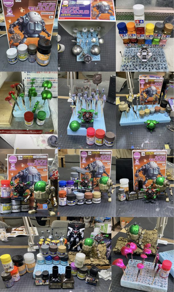 工程ごとに使用した塗料の記録画像。たくさん使いました。制作スペースの塗料フリーサービスありがたい!