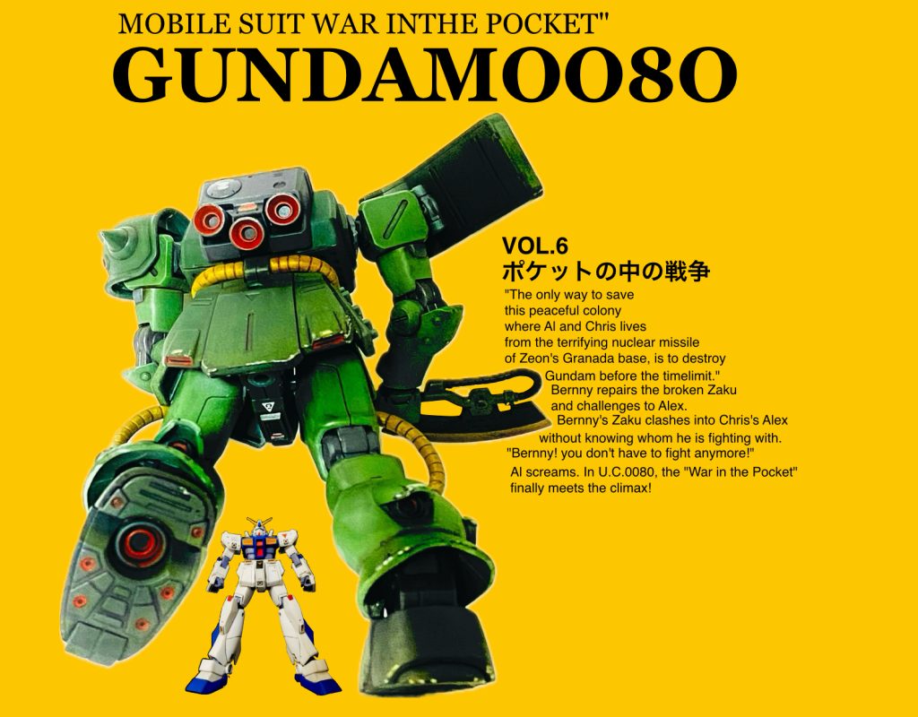 作成にあたっては、これを作りたいと思って画像検索した時に、@ryoshi_さんがすでに同じテーマで作られていたので、参考にさせていただきました。自分はREのザクⅡ改は買えなかったので、HGで作成しています。両機ともそれぞれのパイロットへの思いを込めて作ったので、そのガンプラでこれが作れたことにとても満足しています。