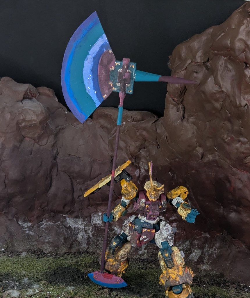 まず、左てを立てるように作り替えました。コレにより、見栄を切るポーズが取れるようになりました