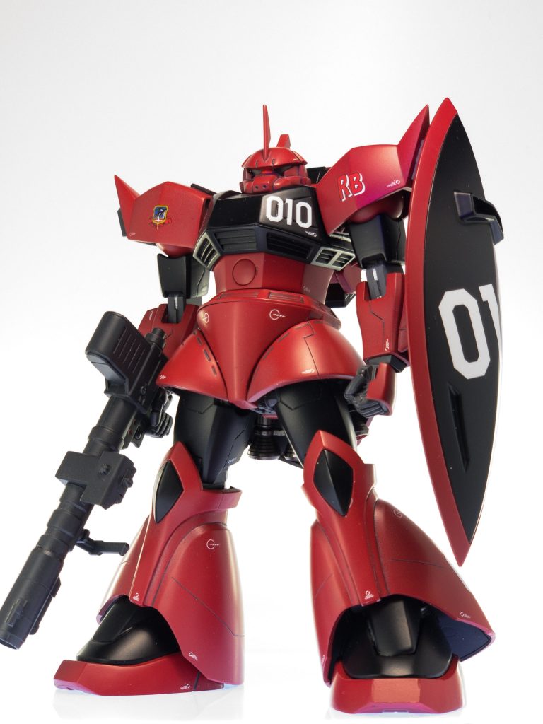 塗装本体レッド:アスカレッド4クリアーレッド1本体ブラック:EX‐ブラック関節その他:ブラック1グレー4武装:水性ホビーカラーファントムグレーナギナタ:オレンジ1イエロー1モノアイ、スコープ:蛍光レッドトップコート:EX-09セミグロスクリアー