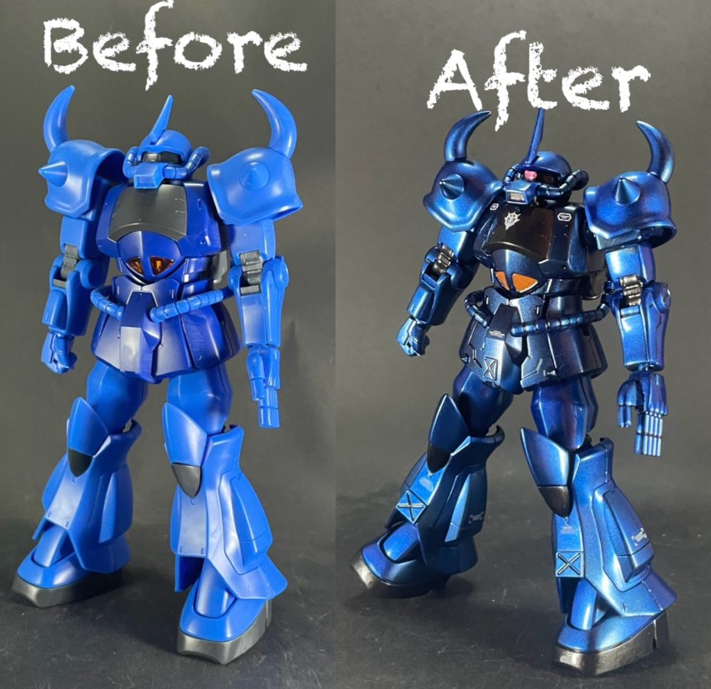 素組みとのビフォーアフター！グフはメタリックが映える機体だと思います♪