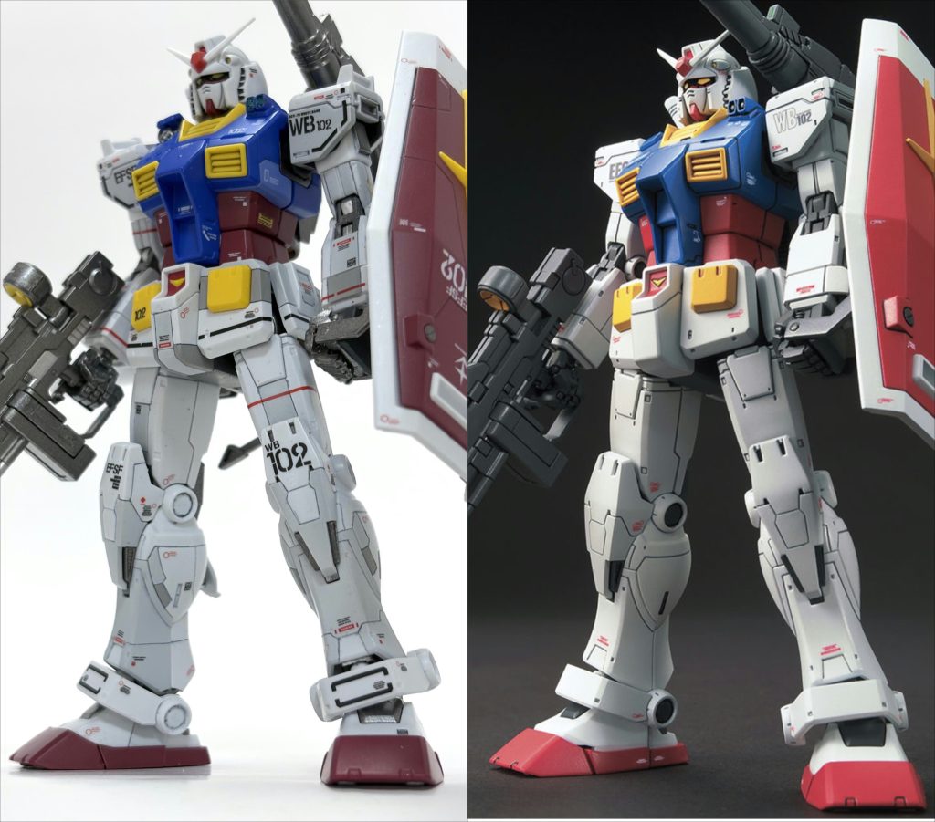 最後にバンダイさんの作例と比較。情報量も増えて、RGver1.0に近づいたのではないでしょうか。