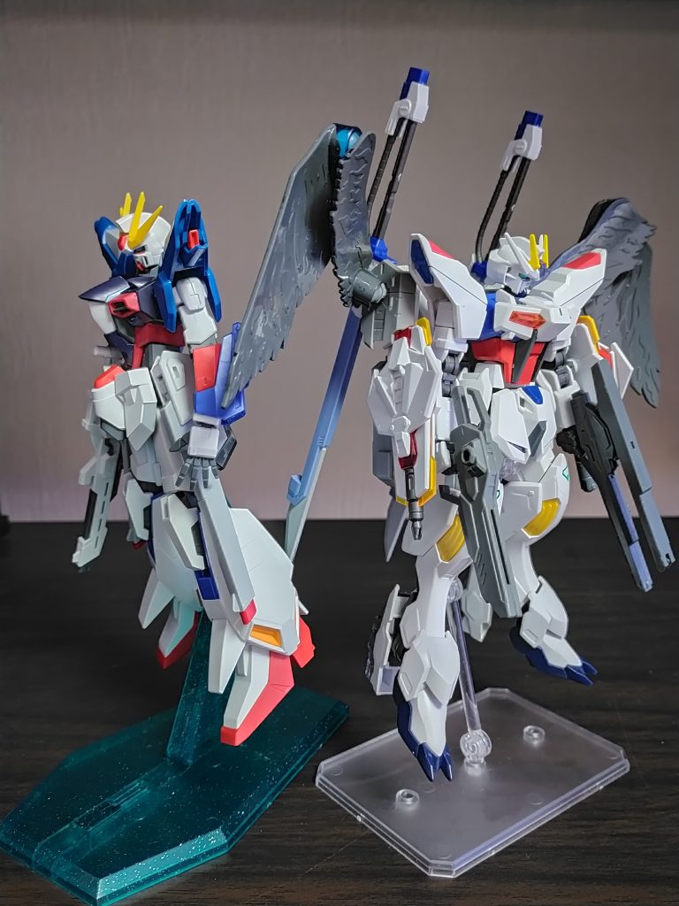 ネオアースガンダムとノヴァリベルタスガンダム最終決戦仕様レイン「ありがとう、アイリス。後は僕が何とかする。」アイリス「ああ、頼んだぞ。」