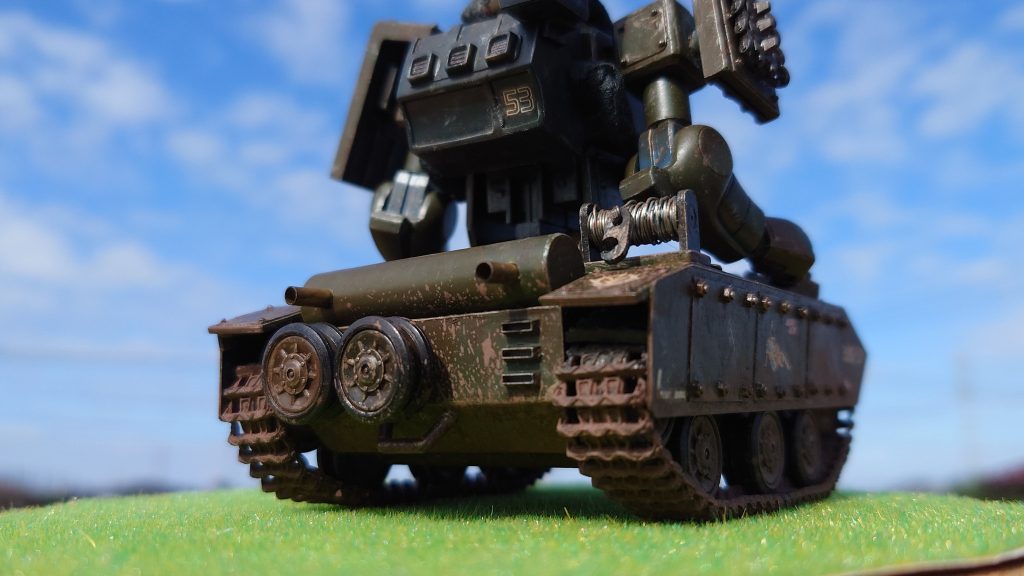 青空の下で情景ジオラマ。