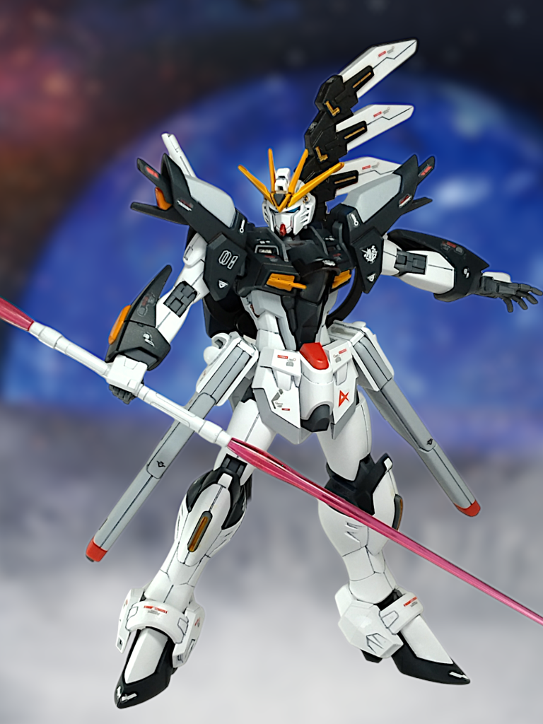 アムロと羽付いてる機体はあんまりイメージに合わないので、vガンダムのバックパックにストライカーパックセット付属の謎パーツをドラグーン(ファンネル)に見立てて装着しました。背中と色を変えるだけでだいぶイメージ変わりますね(gundam-kao6) それではしばし、お付き合いください(gundam-kao8) 
