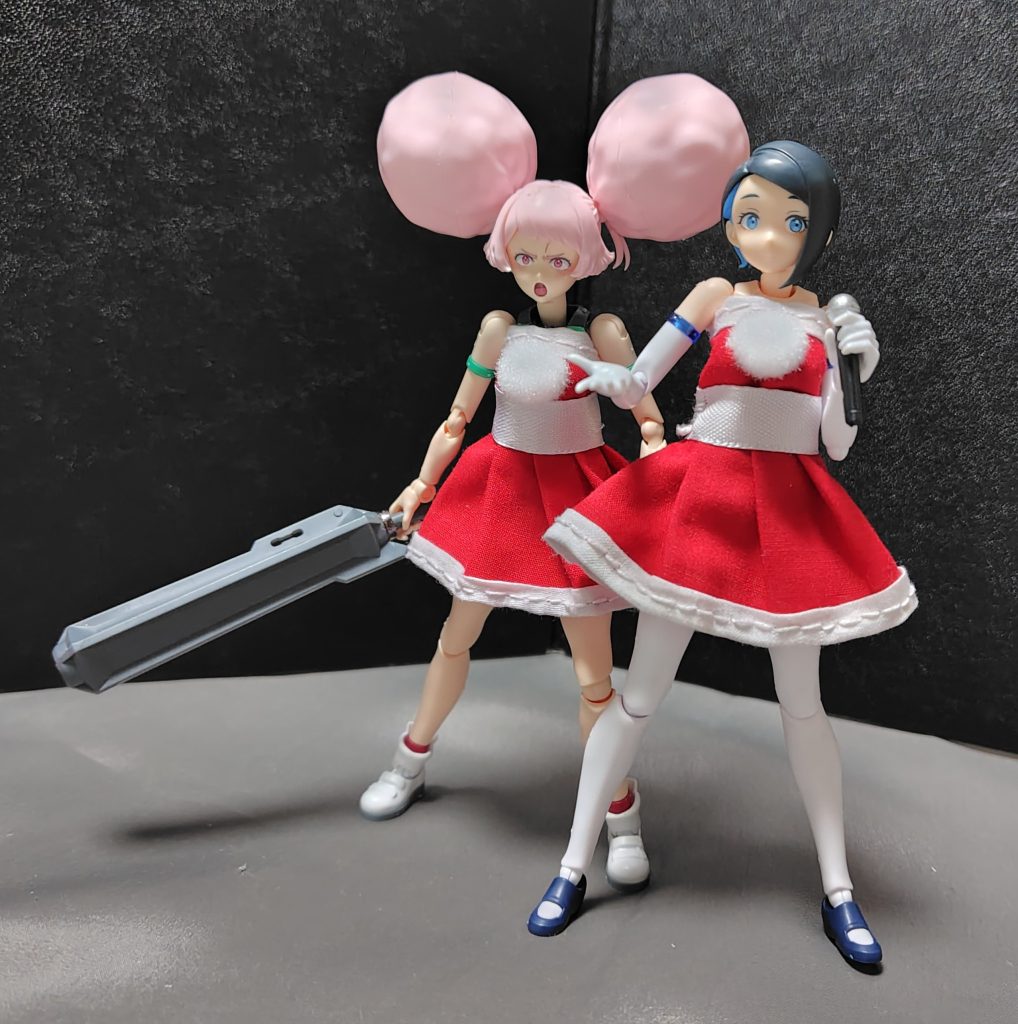 チュチュとニカのプラモも持ってるので、どうせなら二人の分も作ってしまえ!と思い、昨日急遽2着分作りました。※3時間程度で1着作れます。