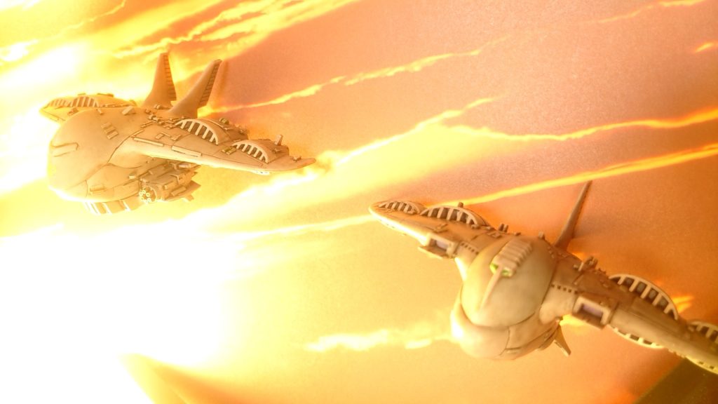 旧キットのガウ。夕日が赤いぜっ!😆