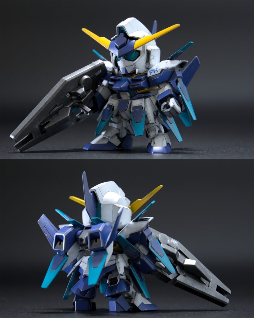 Cファンネルが14個もあって、パーツ分割もシール補填もないのですべてマスキングして塗装。なかなか大変でした。。ボディや顔はシールをマスキング代わりにして塗装。