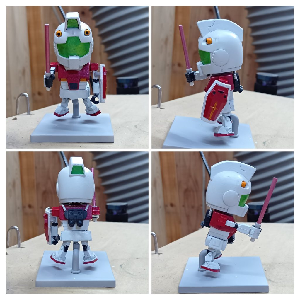 ガンプラくんのボディを切ったり削ったり盛ったりして、ジムヘッドはSDクロスシルエットのF91に付いてたジムヘッドを使用。ガンプラくんに比べて小顔です。頭のデカさが高性能の証ということにしておきますw