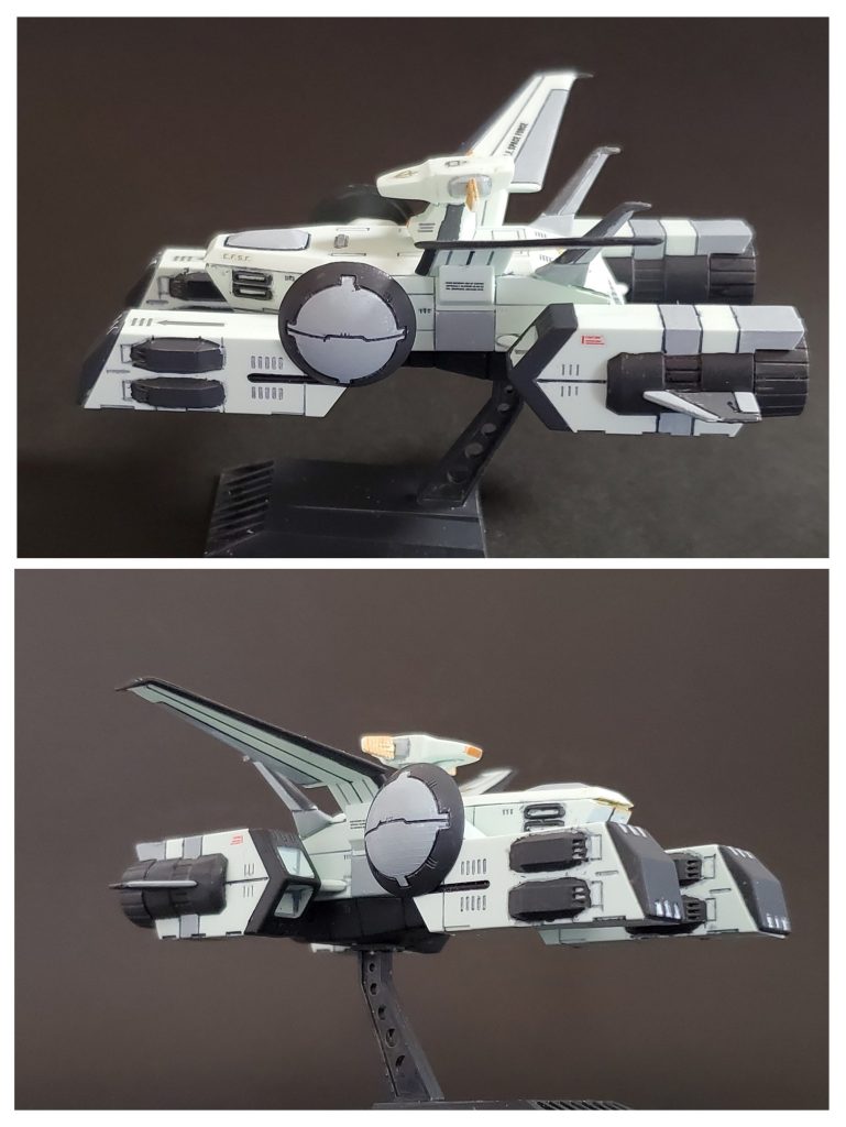 本日最後の1枚は802部隊に配備されたペガサス級3番艦『サンダーホース』です🐴⚡特務部隊に母艦が必要と考え、大急ぎで製作にしました~🤭✨MSと同系統の黒白に黄色を添えたカラーリングで仕上げ~🖌️✨そしてペガサス級の艦橋の位置が前過ぎ高過ぎで実際戦闘時に危ないのでは?🤔と感じたので、艦橋の下部分を削り低くくし、取り付け位置も後方にズラし両翼の間にくるように改修しました😊👍️次は年内ラストの機体製作💡なんとか大晦日までに間に合わせたいと思いま~す🤭💦今回も妄想ダダ漏れの長い投稿に最後までお付き合い下さりありがとうございました~🙇🎶