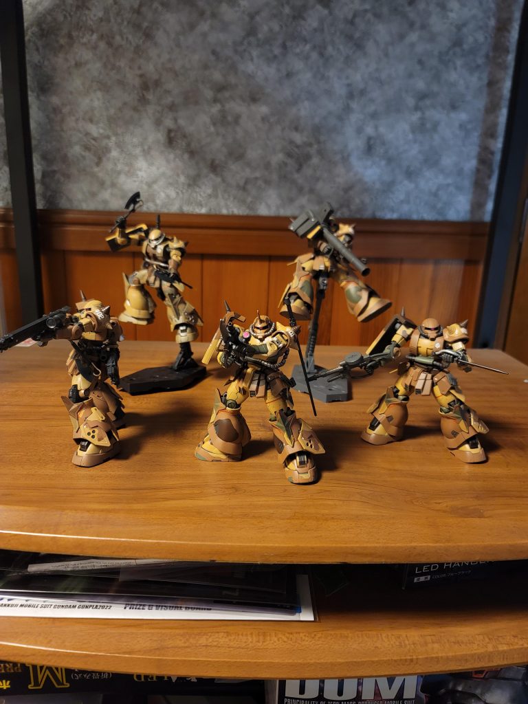 とても作りやすい良キットですが、一気に５機はさすがに、疲れました。見ていただきありがとうございました。