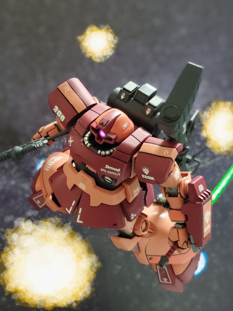 １分程の間に３機のジムを撃破してみせるシャア大佐のリック・ドム～👍️✨一瞬の間に起きた出来事❗そして赤い機体❕この事実の前に残ったジム部隊は後退りをする…😱💦戦場を赤い彗星が駆け抜ける…🌠