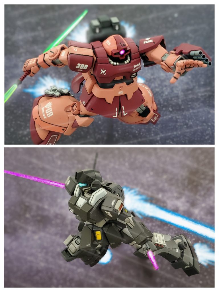 長い戦闘により互いに残弾も尽き推進剤も残りわずか‼️勝負処と両者ともサーベルを抜き一気に間合いを詰める…🏃💨