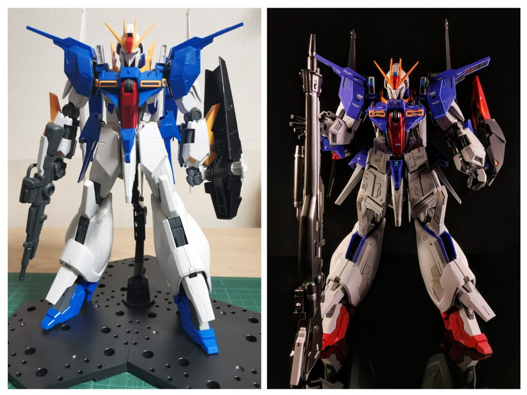 素組みとの比較です。胴体の延長や首関節の短縮でちょっと小顔効果が得られたような気がします。