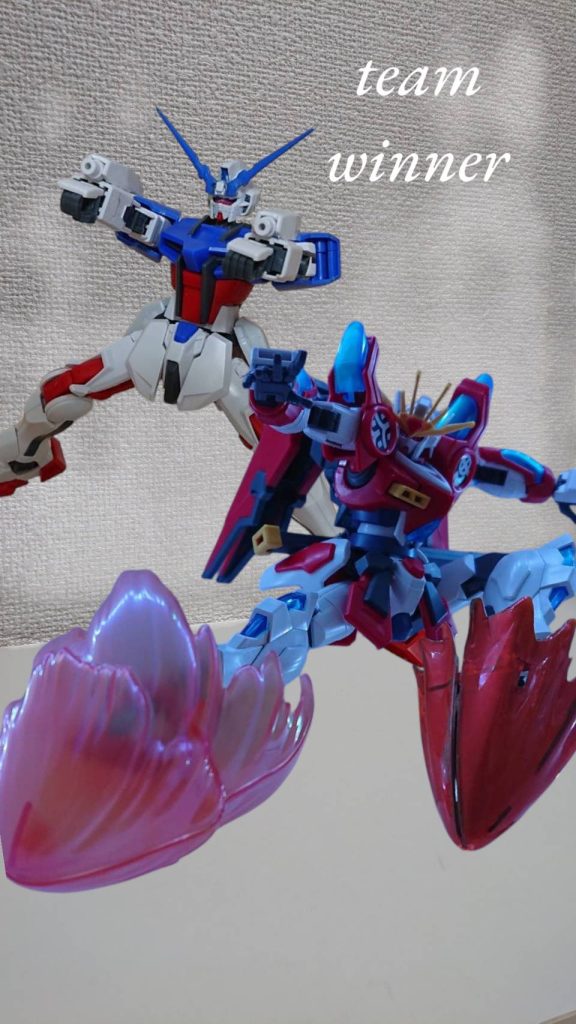 炎神バーニングガンダム神とリジェイサーカイト「チーム名の通り!勝者は俺達だ!!」エイジ「気は抜かさない!全力で行くぞ、カイト!」