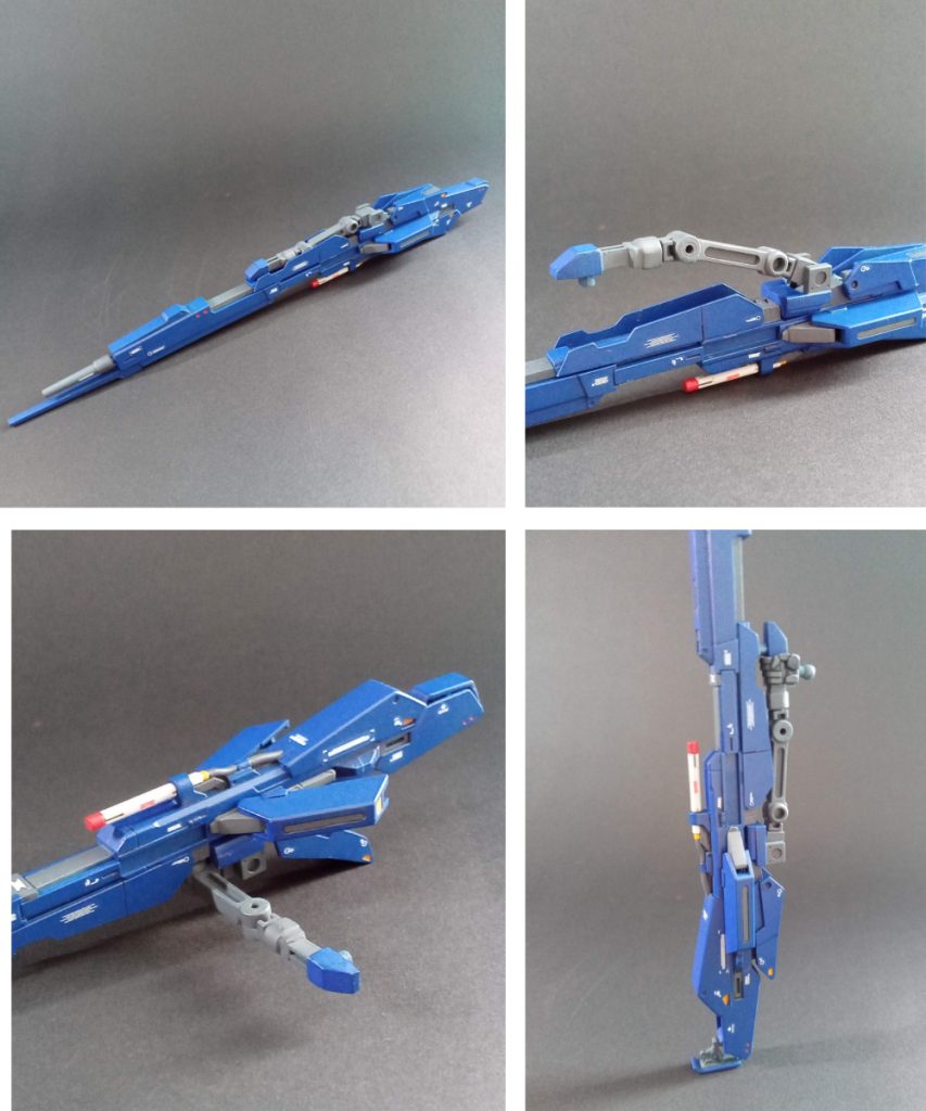 ハイメガランチャーのサブアーム。制作している中で、ロボット魂Kaシグネイチャーに影響を受け、急遽改修。ランディングギアも展開ギミック付きです。