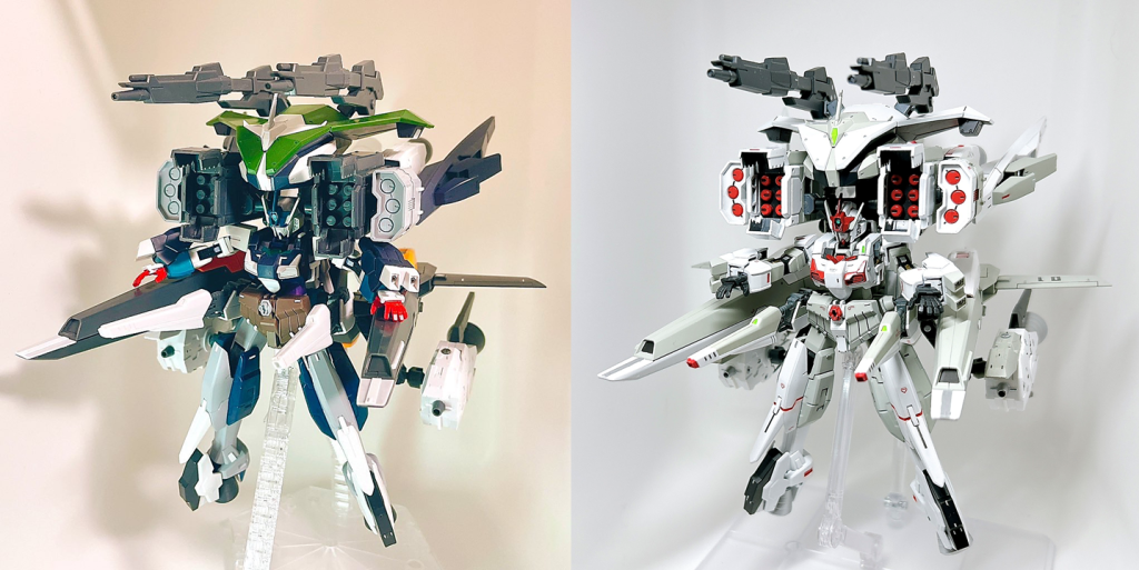 【塗装前後比較】作成同時は手当たり次第に良さそうなパーツをガンガン組み合わせていたんだなぁ・・・改めて思いましたw今ではガンプラも値上がりしていき、手に入りにくい状況(特に再販品)ですから、パーツ選びも慎重になってしまいますw今回、ほぼ全塗装だったので、本当に疲れました…w
