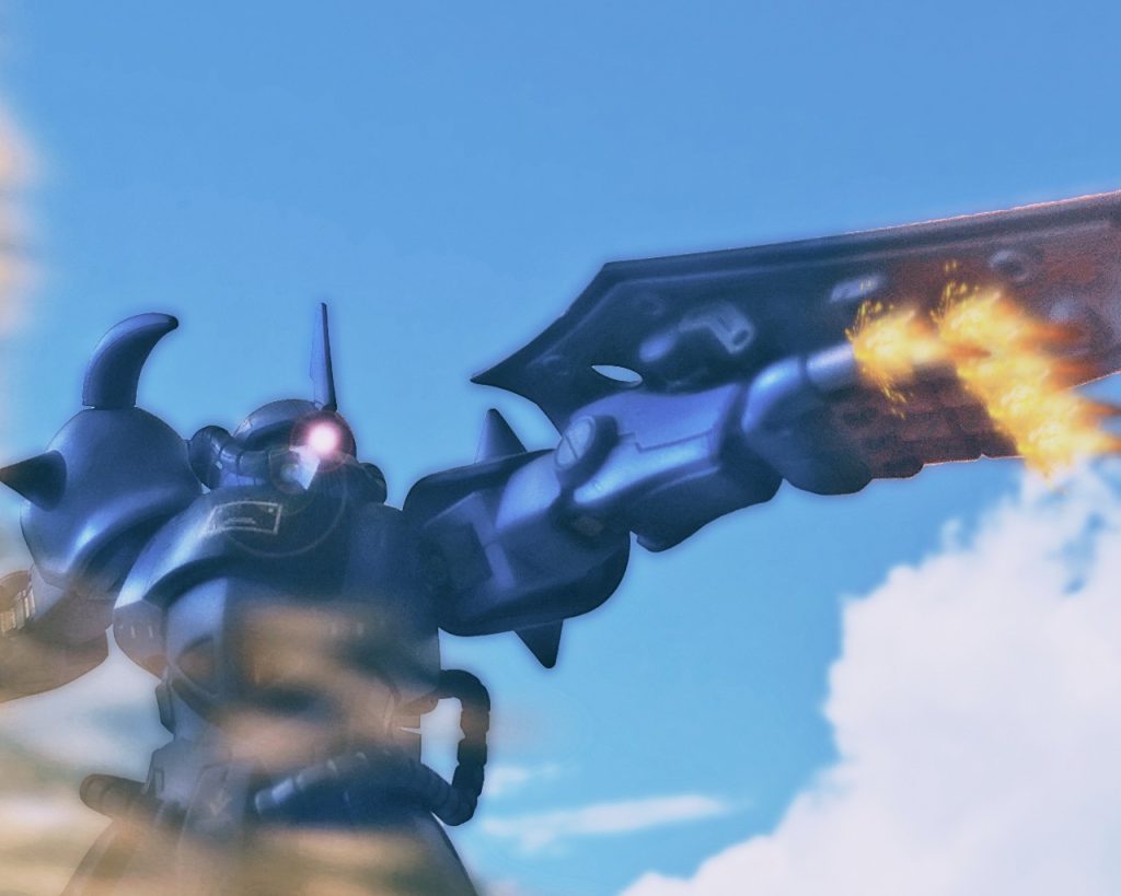 「………!!」ラカンも隙を見て砂煙から飛び出すと左手の5連装フィンガーマシンガンでジムに応戦する。弾は幾つかジムに当たるが、撃墜まで至らない。距離が少しばかり遠いのと、この陸戦型は通常のジムより装甲が厚い。「行くぞぉぉっ!!!!」ラカンもヒートサーベルを抜き、気合いを入れ叫んだ。