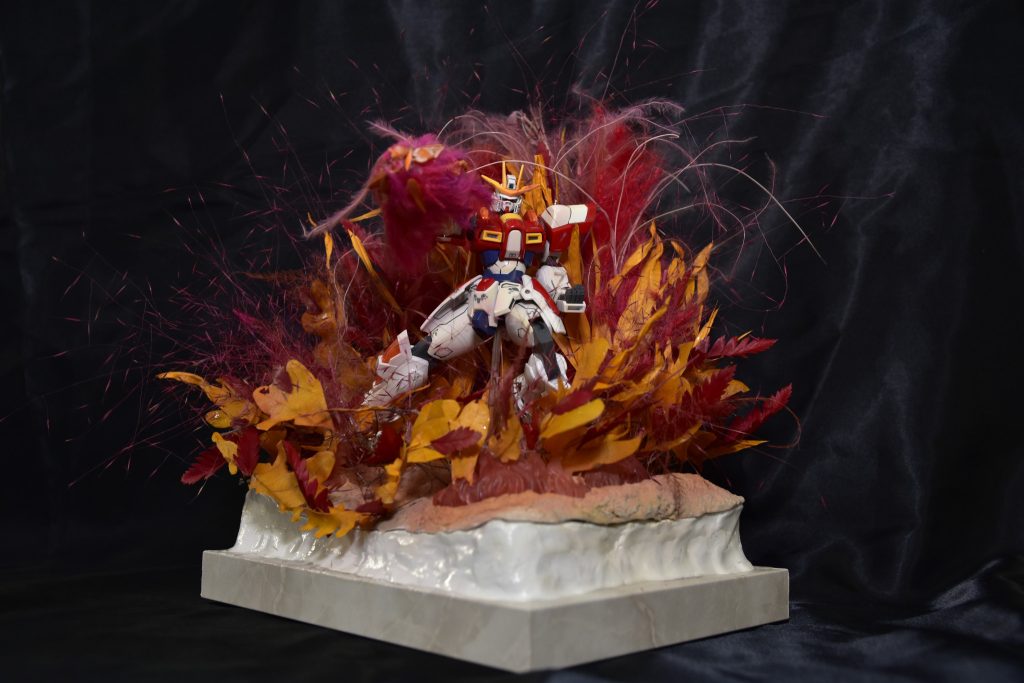 バックを黒にすることで炎の表現が際立つと思いやってみましたが火の粉のような表現は見えやすくなったと思います。