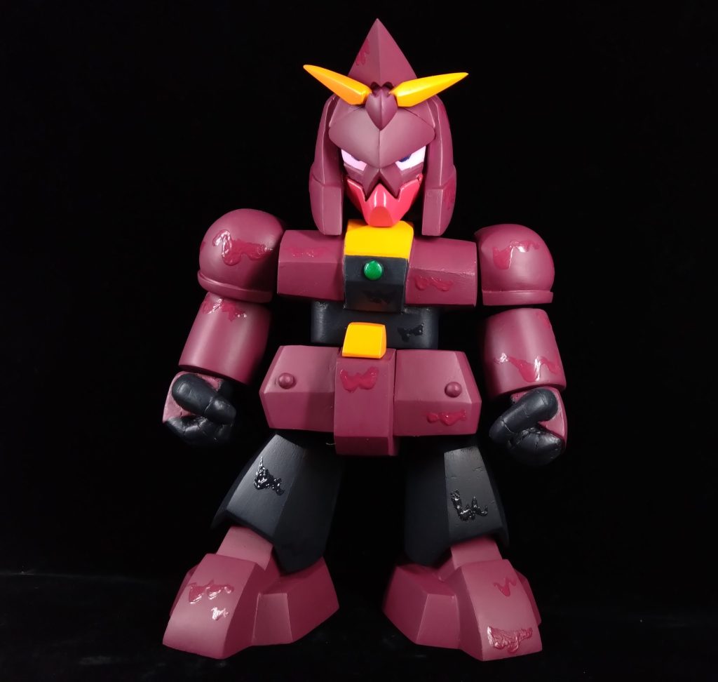 ベースはサイコと同じくポリパテとエポパテ、レジンで作成しています。塗装はシタデルの筆塗りです。過去の状態よりもアンテナ周りを大型化して、フンドシ部分のデザインを変更しています。