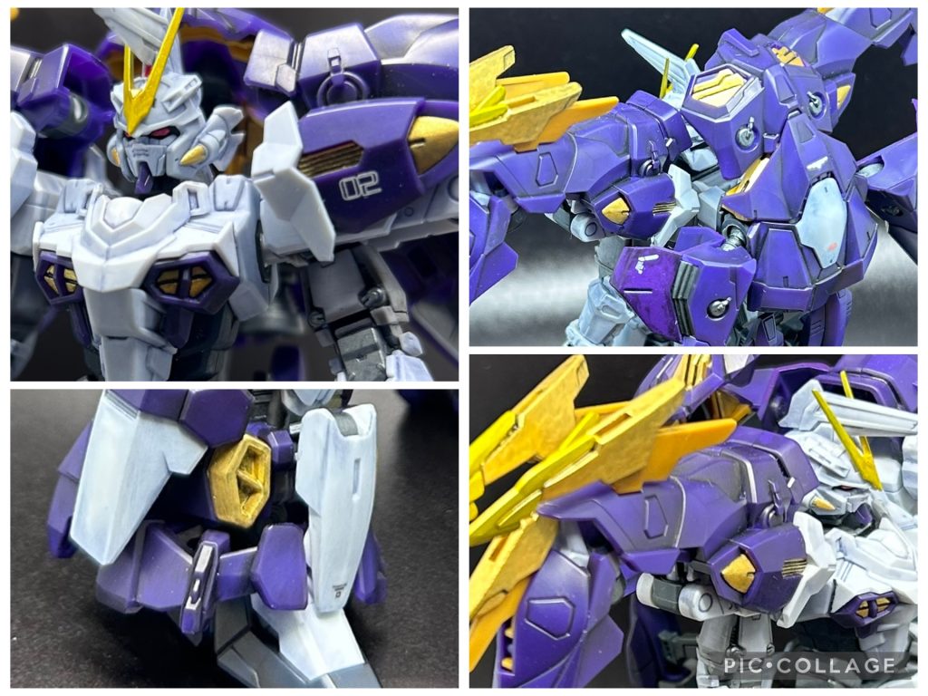 黄色部は黒→ポリッシュゴールド。アンテナと爪の先端のみシルバー→メタルメディウム+クリアイエローで。この二色のみ半光沢で。